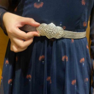 Wide Silver Belt With Silver Motif