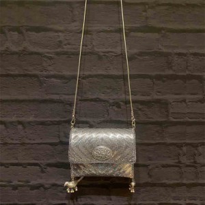 Silver Weave Side Sling Bag