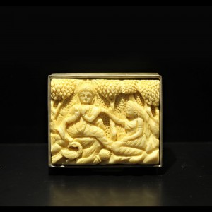 Carved Radhe-Krishna Silver Box