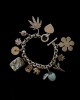 Silver Charms Bracelet With Natural Stones